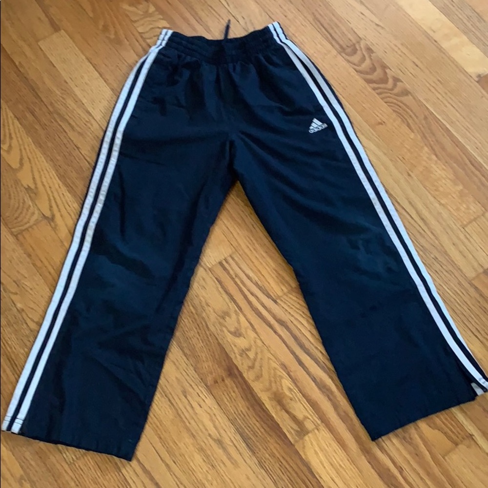 Adidas boys navy nylon lined training pants size S